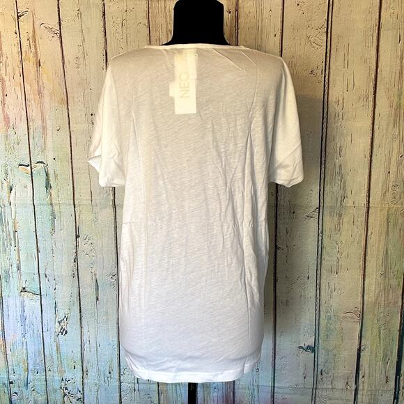 Adidas Neo X Selena Gomez Top Womens Large White Embellished Fringe T-Shirt - Picture 3 of 6